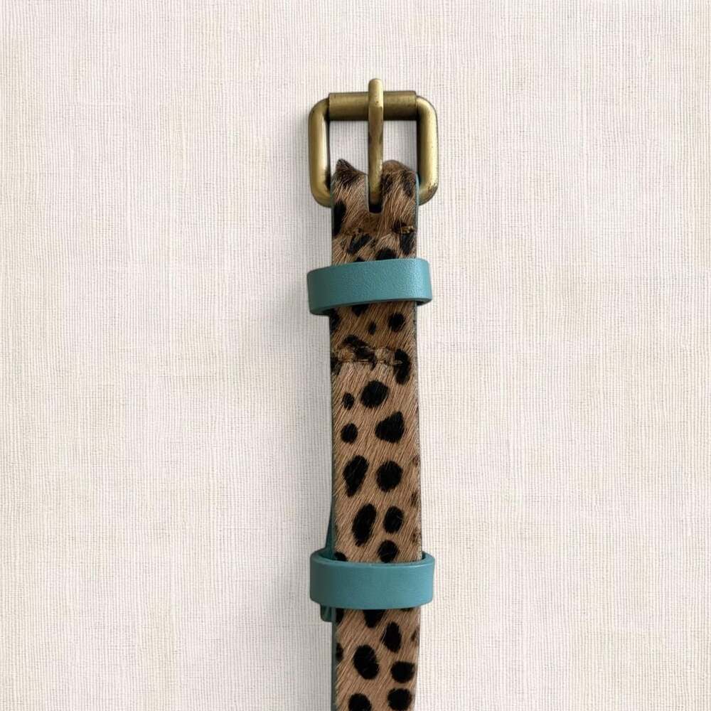 90s Vintage Leather Cheetah Print Belt